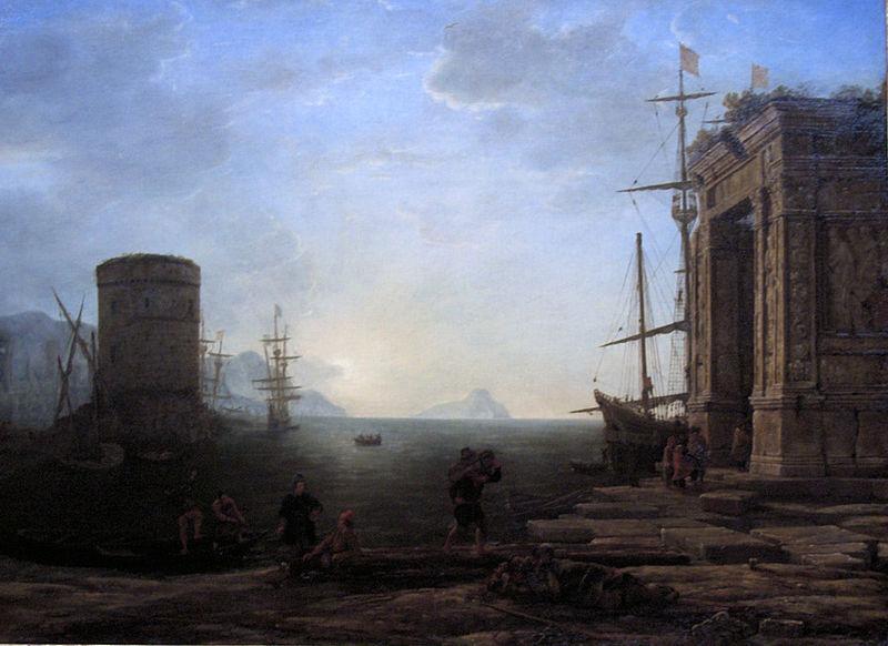 Gellee Claude,dit le Lorrain Harbour view at sunrise Sweden oil painting art